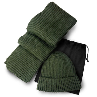 Printwear Denali Scarf and Beanie Set (Khaki Green)