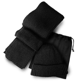 Printwear Denali Scarf and Beanie Set (Black)