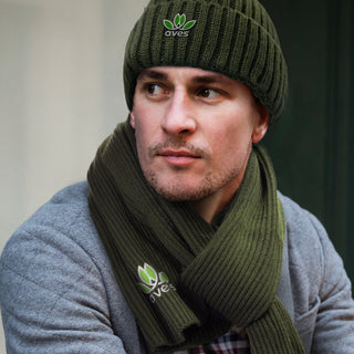 Printwear Denali Scarf and Beanie Set (Khaki Green)