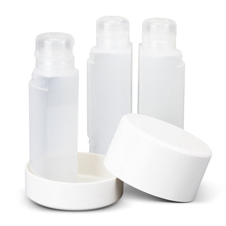 Nomad Travel Bottle Set (Clear/White) — Bottles