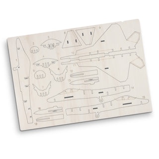BRANDCRAFT Jet Fighter Wooden Model (Natural) — Flat Sheet