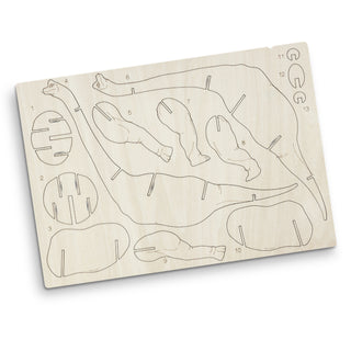 BRANDCRAFT Brachiosaurus Wooden Model (Natural) — Flat Sheet
