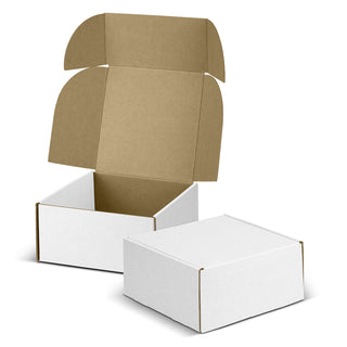 Agogo Die Cut Box with Locking Lid - 167x167x83mm (White/Natural)