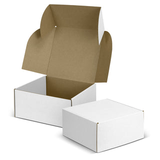 Agogo Die Cut Box with Locking Lid - 225x225x113mm (White/Natural)