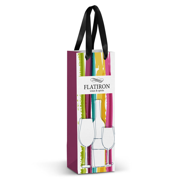 Canvas Champagne Ribbon Handle Paper Bag - Full Colour (Red)