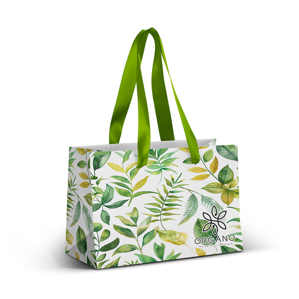 Canvas Small Ribbon Handle Paper Bag - Full Colour (Black)