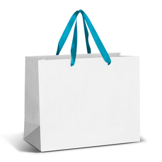 Canvas Large Ribbon Handle Paper Bag - Full Colour (Red) — White