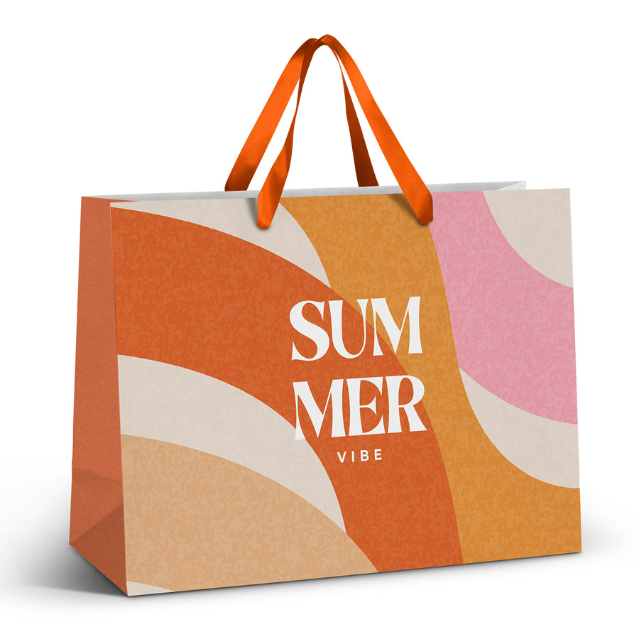 Canvas Extra Large Ribbon Handle Paper Bag - Full Colour (Yellow)