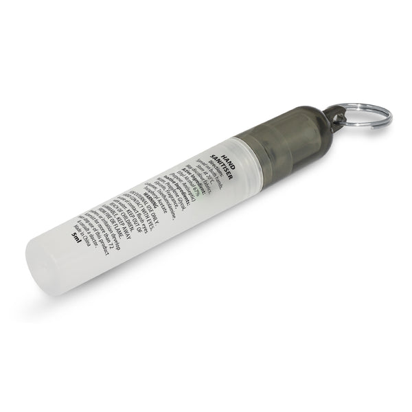 Clip Mini Hand Sanitiser Key Ring (Frosted Clear/Black)