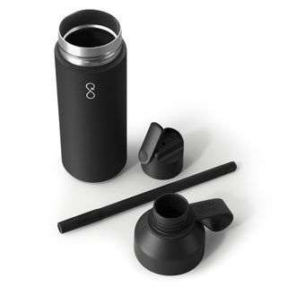 Ocean Bottle GO Vacuum Bottle (Obsidian Black) — Open