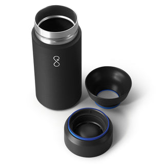 Ocean Bottle Brew Flask (Obsidian Black) — Open