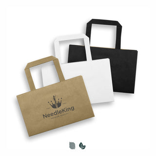 Grain Small Flat Handle Paper Bag Landscape (White) — Impact Aware