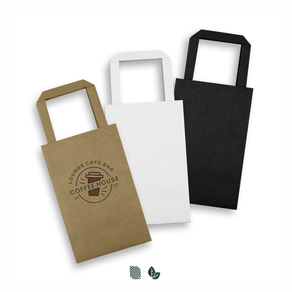 Grain Small Flat Handle Paper Bag Portrait (White)