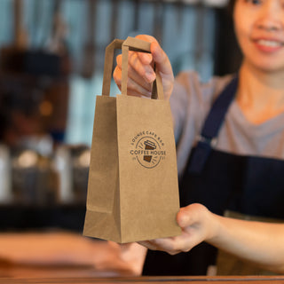 Grain Small Flat Handle Paper Bag Portrait (Natural) — Feature