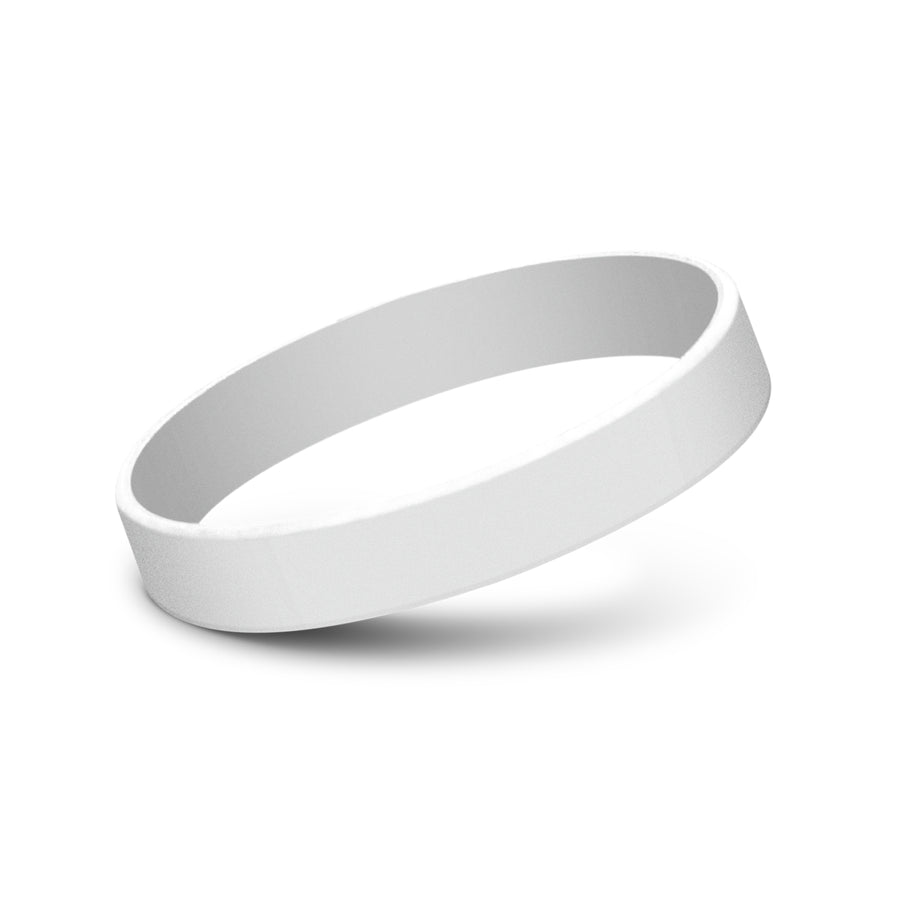 Kids Silicone Wrist Band - Debossed (White)
