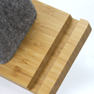 NATURA Bamboo Phone Stand Desk Caddy (Natural/Grey) — Detail