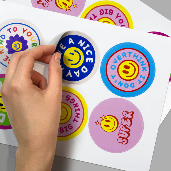 Cipher Sticker Sheet 80mm Circle - Gloss (White)