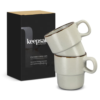 Keepsake Stackable Coffee Cup - Set of 2 (Beige) — Packaging