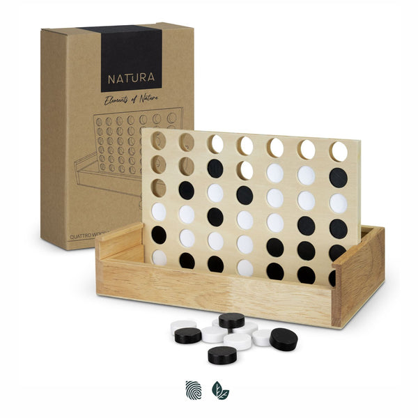 NATURA Quattro Wooden Four-in-a-Row Game (Natural)