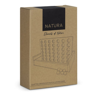 NATURA Quattro Wooden Four-in-a-Row Game (Natural) — Gift Box
