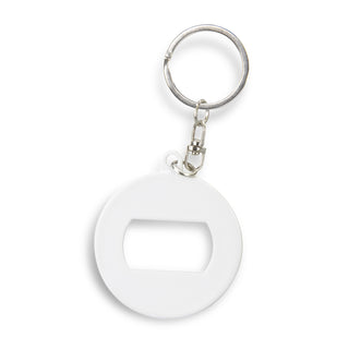 Clip 3-in-1 Bottle Opener Key Ring (White) — Front