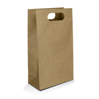 Kraft Die Cut Paper Wine Bag (Black) — Open