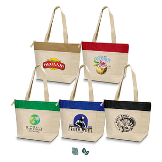 Canvas Cotton Cooler Tote (Natural/Red) — Impact Aware