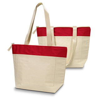 Canvas Cotton Cooler Tote (Natural/Red)