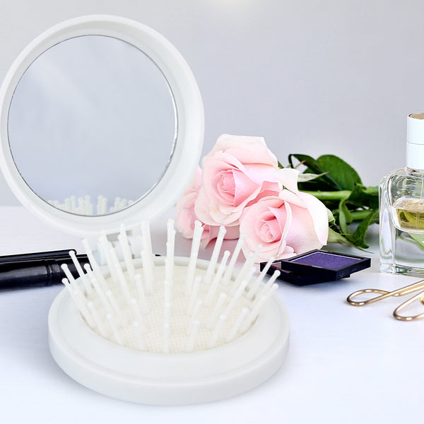 Mirror Compact Brush with Mirror (White)