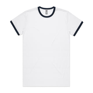 AS Colour Mens Staple Ringer Tee (White/Navy)