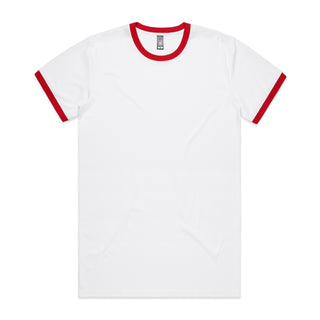 AS Colour Mens Staple Ringer Tee (White/Red)