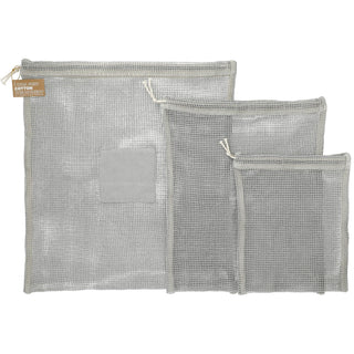 Printwear Recycled Cotton Mesh Cinch Pouch Set (Gray)