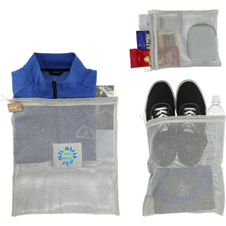 Printwear Recycled Cotton Mesh Cinch Pouch Set (Gray)