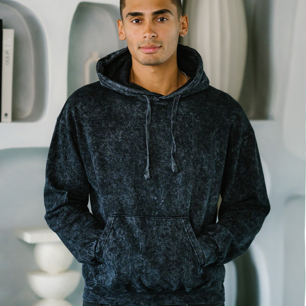 8300 Colortone Mineral Wash Pullover Hoodie (Black)