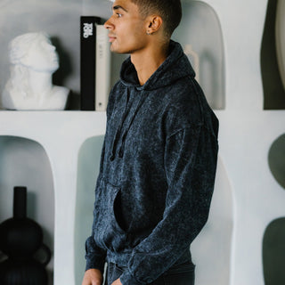 8300 Colortone Mineral Wash Pullover Hoodie (Black)
