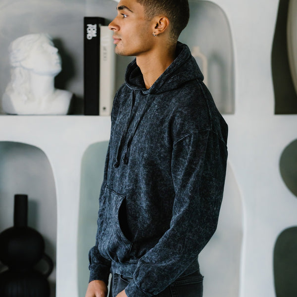 8300 Colortone Mineral Wash Pullover Hoodie (Black)