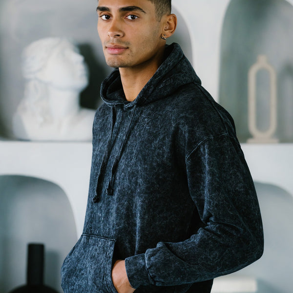 8300 Colortone Mineral Wash Pullover Hoodie (Black)