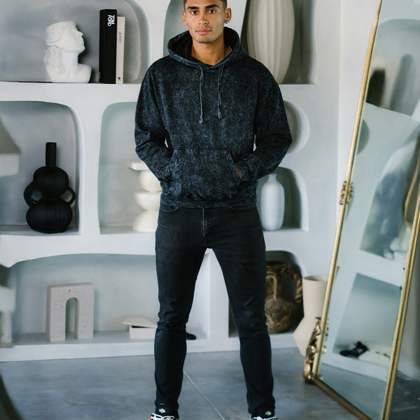 8300 Colortone Mineral Wash Pullover Hoodie (Black)