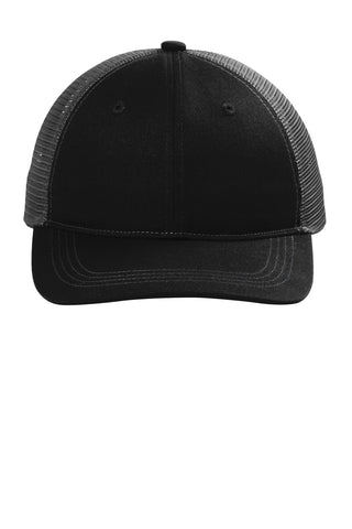 Port Authority Unstructured Snapback Trucker Cap (Black/ Grey Steel)