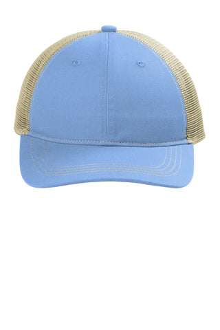 Port Authority Unstructured Snapback Trucker Cap (Carolina Blue/ Tan)