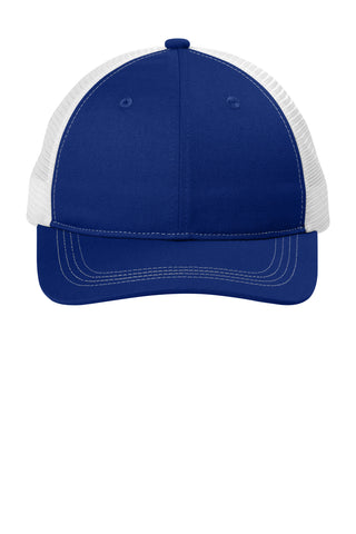 Port Authority Unstructured Snapback Trucker Cap (Patriot Blue/ White)