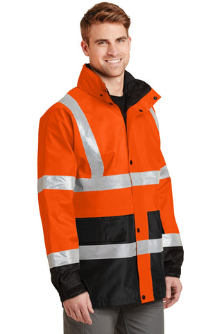 CornerStone ANSI 107 Class 3 Waterproof Parka (Safety Orange/ Black)