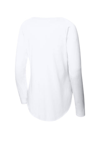 Sport-Tek Ladies PosiCharge Long Sleeve Tri-Blend Wicking Scoop Neck Raglan Tee (White Triad Solid)