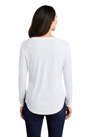 Sport-Tek Ladies PosiCharge Long Sleeve Tri-Blend Wicking Scoop Neck Raglan Tee (White Triad Solid)