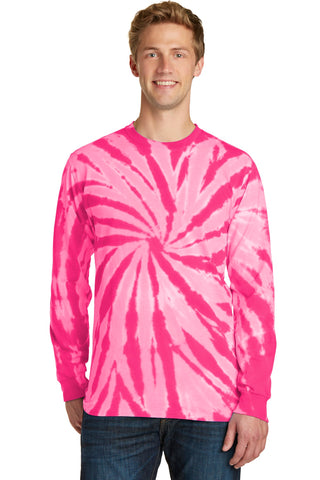 Port & Company Tie-Dye Long Sleeve Tee (Pink)