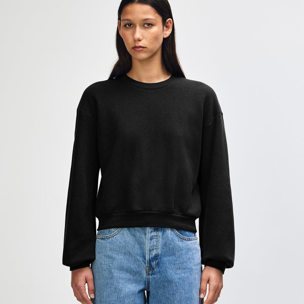 American Apparel RF494 Boxy Cropped Crewneck (Black)