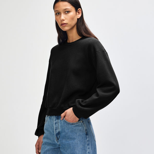 American Apparel RF494 Boxy Cropped Crewneck (Black)