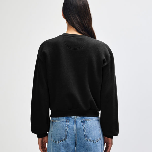 American Apparel RF494 Boxy Cropped Crewneck (Black)