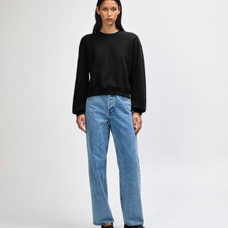American Apparel RF494 Boxy Cropped Crewneck (Black)