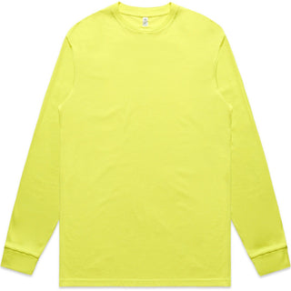 AS Colour 5054F Block Safety L/S Tee - Front View | color:Safety Yellow|view:front